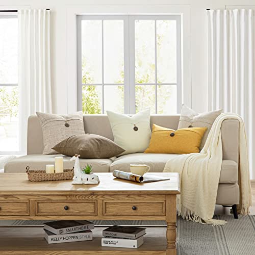 Farmhouse Throw Pillow Covers - Set of 2 Vintage Linen 18x18
