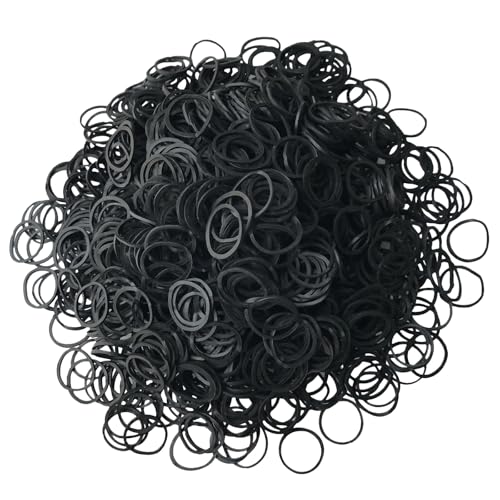 Aivwis 1200 Pcs Black Mini Rubber Hair Bands 15mm Small Elastic Ties