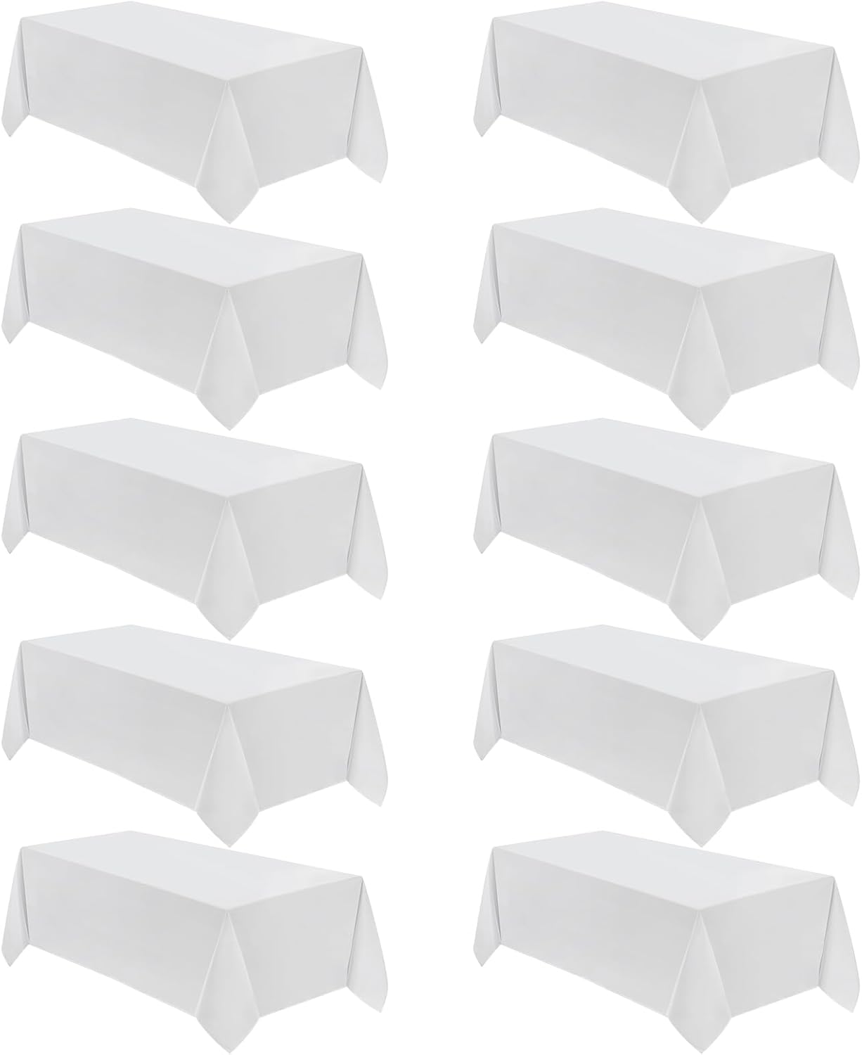 VidaFete Table Cloth - 90x132 Inch Rectangle Polyester | Stain & Wrinkle Resistant for Dining & Events - White (10 Pack)