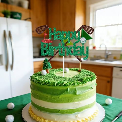 Golf Birthday Cake Topper - Happy Birthday Decor for Golf Lovers