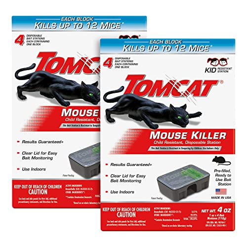 Tomcat Mouse Bait Stations - 8 Child Resistant Pre-Filled Stations