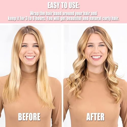 Pinkiou Heatless Hair Curler Headband Satin Overnight Curls Set