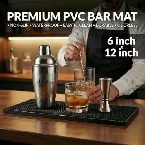 Non-Slip Bar Mat 6x12 Inch - Odorless PVC Spill Mat for Home