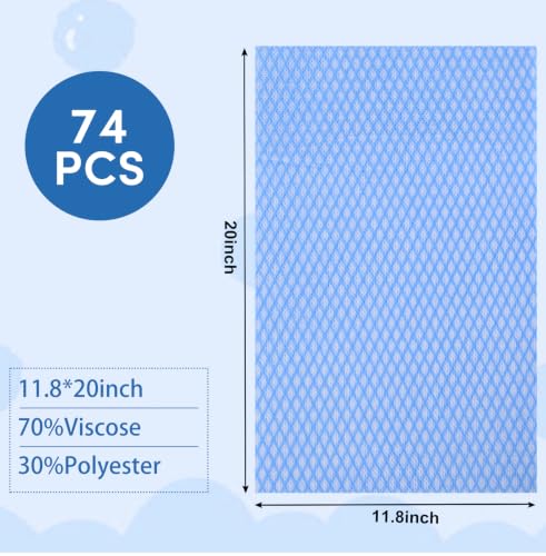 74 Pack Durable Reusable Cleaning Cloths | Multi-Purpose Kitchen Wipes