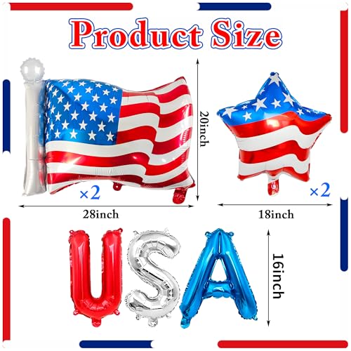 Patriotic 4th of July Balloon Set - USA Letter & Star Balloons