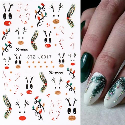Christmas 3D Nail Art Stickers Self-Adhesive Holiday Decals 6PCS