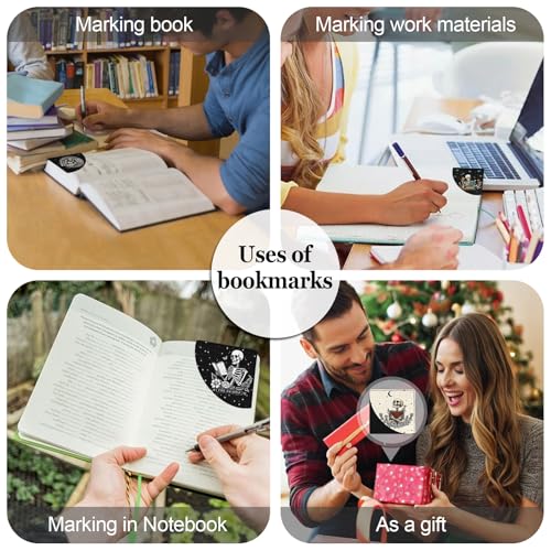 Skull Leather Corner Bookmarks 4 Pcs Gothic Page Markers for Books