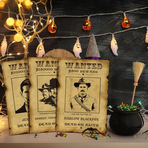 Western Wanted Poster Cutouts - 12 Pcs Halloween Decor 8x12 in