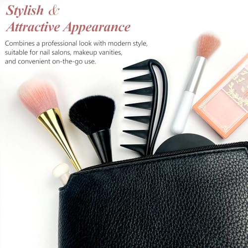 2-Piece Gold and Black Acrylic Nail Dust Brush Soft Powder Brush
