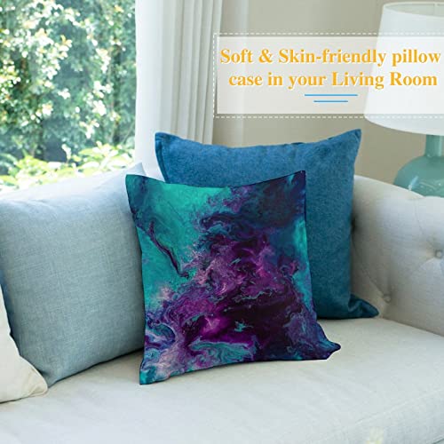 Galaxy Velvet Throw Pillow Cover - Purple Teal 12x12 Cozy Cushion