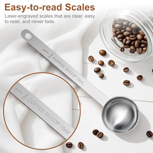 Qoarxui 2PCS Stainless Steel Coffee Scoop Spoons - 15ML Measuring Spoons for Coffee, Tea, and Baking