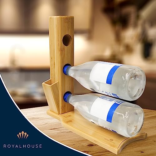 RoyalHouse Bamboo Wine Rack for 3 Bottles - Elegant & Durable