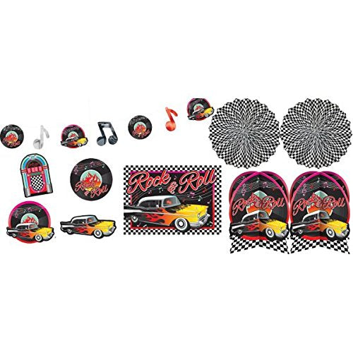 amscan Nifty 50's Theme Party Rock & Roll Decorating Kit (10 Piece), Multi Color, 15.7 x 10