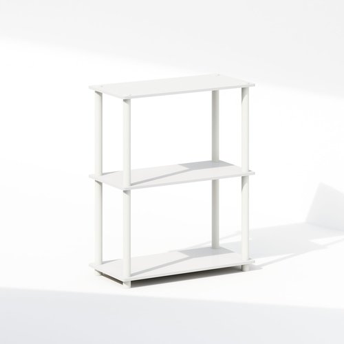 Furinno Turn-N-Tube Book Shelf, 3-Tier Bookshelf, Bookcase with Multipurpose Compact Display Rack, 11.6 x 23.6 x 29.6, for Living Room, Bedroom, Home Office, White/White