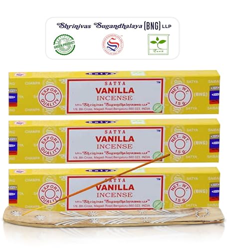 Satya Nagchampa Vanilla Incense Sticks with Raajsee Holder - 45g