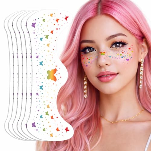 Rainbow Butterfly Temporary Face Tattoo Freckles, 6 Sheets