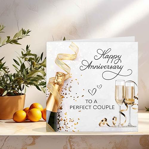 Purple Fox Happy Anniversary Card - 147mm for Couples