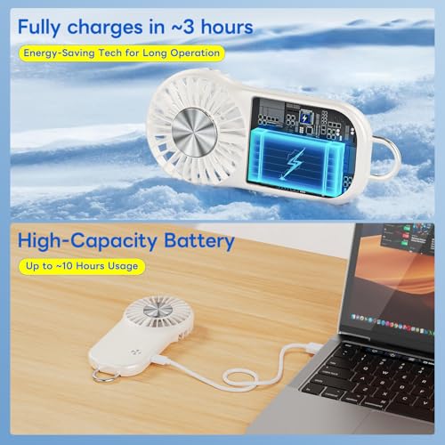 Aanotoee Handheld Mini Fan with Cooling Plate, 5-Speed USB Rechargeable Fan