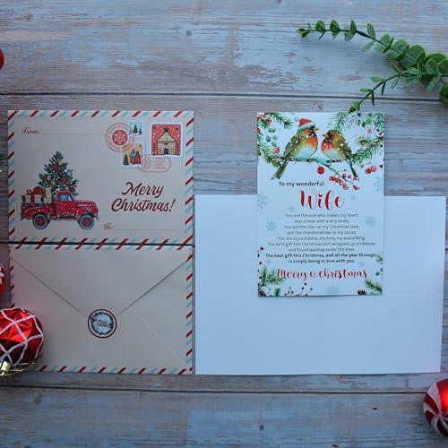 Romantic Christmas Card for Wife with Envelope & Seal