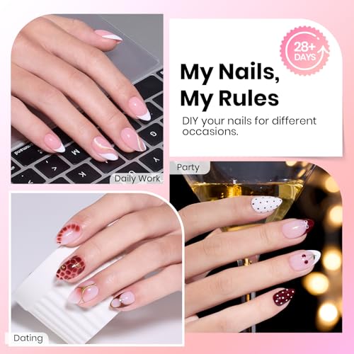 Beetles Curve-EX Short Almond Gel Nail Tips - 160pcs Pre-Etched Soft Acrylic