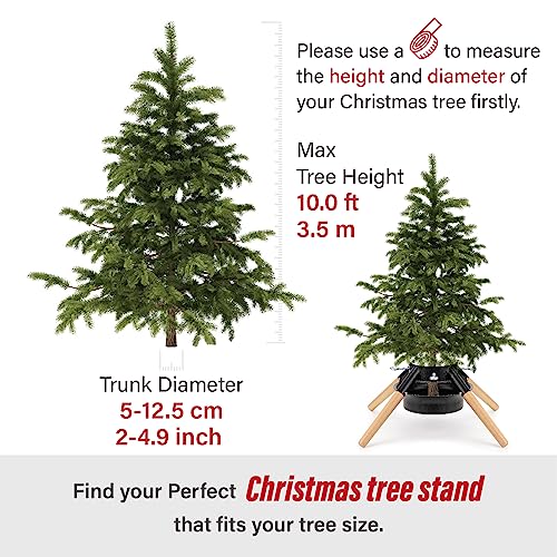 Christmas Tree Stand for Real Trees Up to 10ft, Black Metal with 4.9 Inch Diameter
