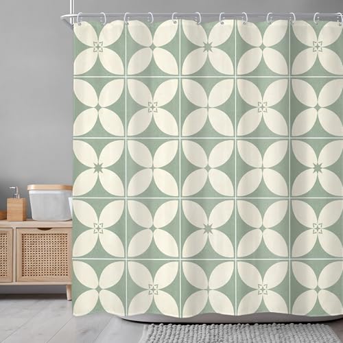 Geometric Boho Bathroom Shower Curtain Set - 72x72 in Waterproof