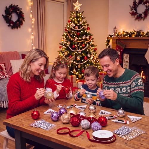 DIY Christmas Rhinestone Ornament Kit with 12 Plastic Balls & Sequin Supplies