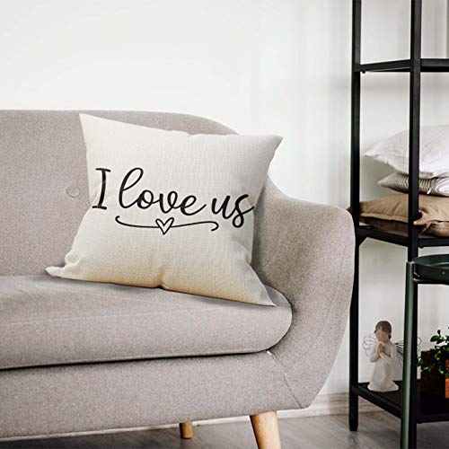 I Love Us Cotton Linen Throw Pillow Cover 18x18 - Color-12 Wedding Gift