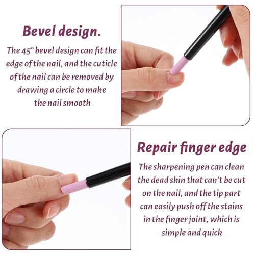 Exircy 10Pcs Pumice Stone Cuticle Pusher Pen, Ergonomic Nail Care Tool