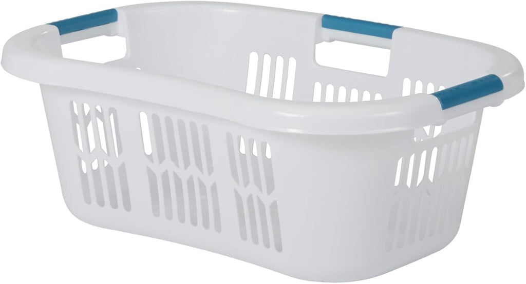 Skiennix Large Hip-Hugger Laundry Basket - 1.5-Bushel White Stackable Storage Bin for Home & Dorm