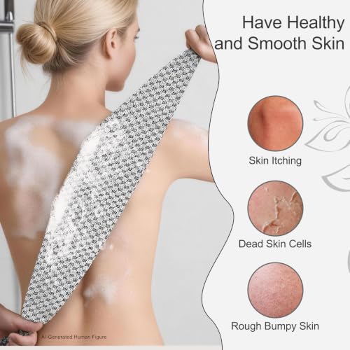 Exfoliating Washcloth for Dry Itchy Skin - Dual Sided Shower Scrubber