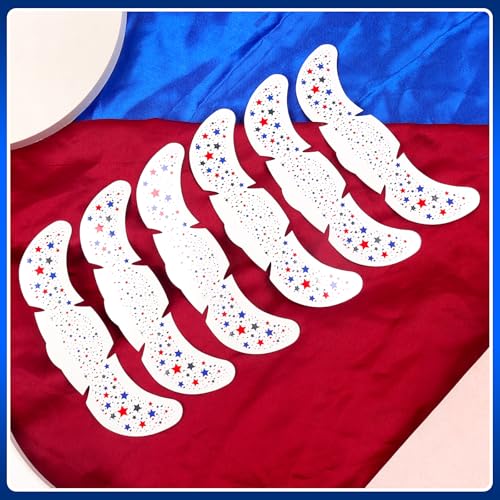 Patriotic Glitter Freckles Face Tattoos, Red White and Blue Sparkle 6 Sheets