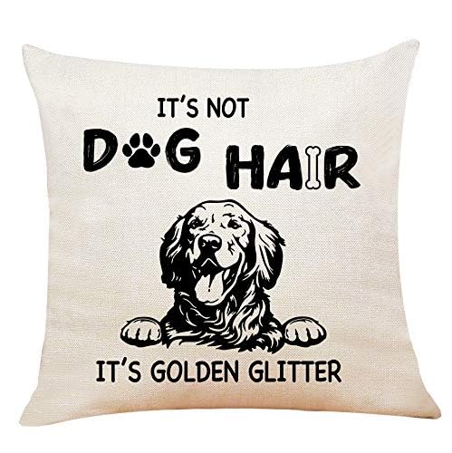 Golden Retriever Throw Pillow Cover - Funny Dog Hair Glitter Quote, 18x18"