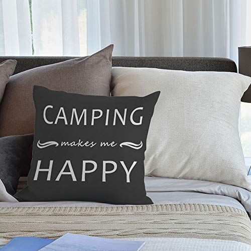 HGOD DESIGNS Camping Throw Pillow Cover, 18x18 Inch Cotton Linen Cushion Case