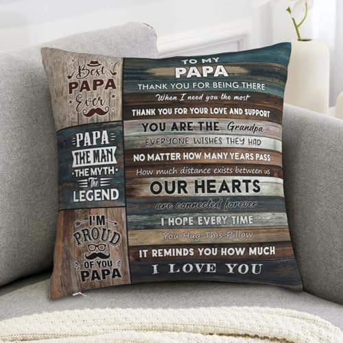 Papa Throw Pillow Cover 18x18 | Best Gifts from Grandkids