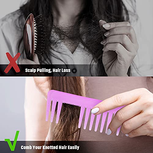 Patelai Wide Tooth Hair Detangling Comb, No Handle Anti-Static Plastic Comb for Curly Wet and Dry Hair