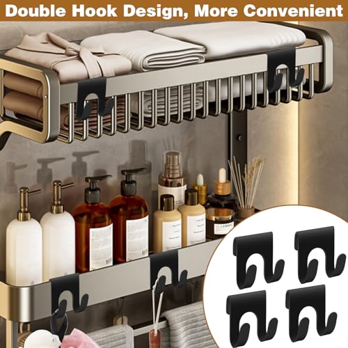4-Pack Metal Shower Hooks for Towel and Loofah Organization