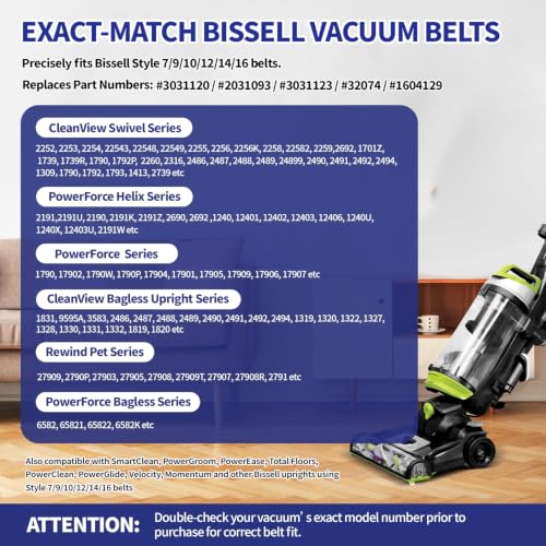 Replacement Vacuum Belt for Bissell Style 7 9 10 - 2 Pack 3031120