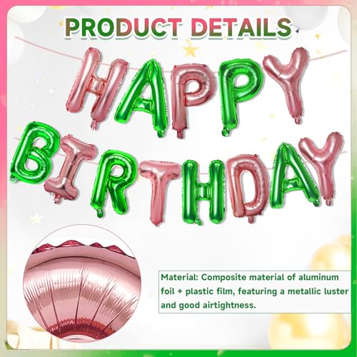 Witch-Themed Happy Birthday Banner & Balloons Set - Pink & Green