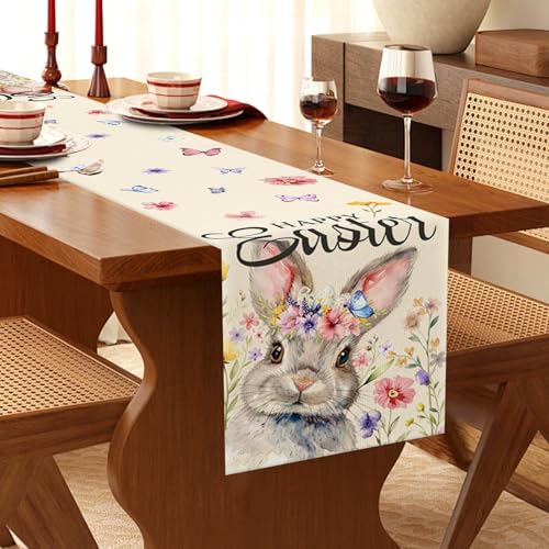 Easter Table Runner 13x72 Inch - Premium Linen Spring Decor