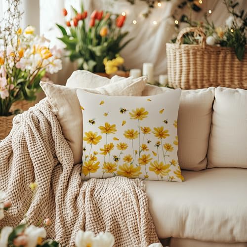 AACORS 16x16 Spring Pillow Cover - Daisy & Bee Farmhouse Decor