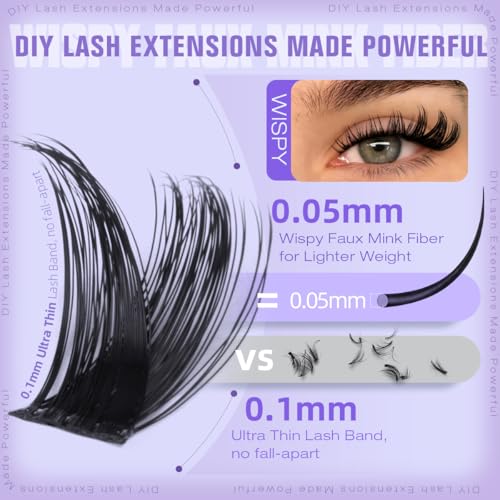 Kiromiro Wispy Lash Clusters DIY Eyelash Extensions 8-18mm 144pcs C Curl