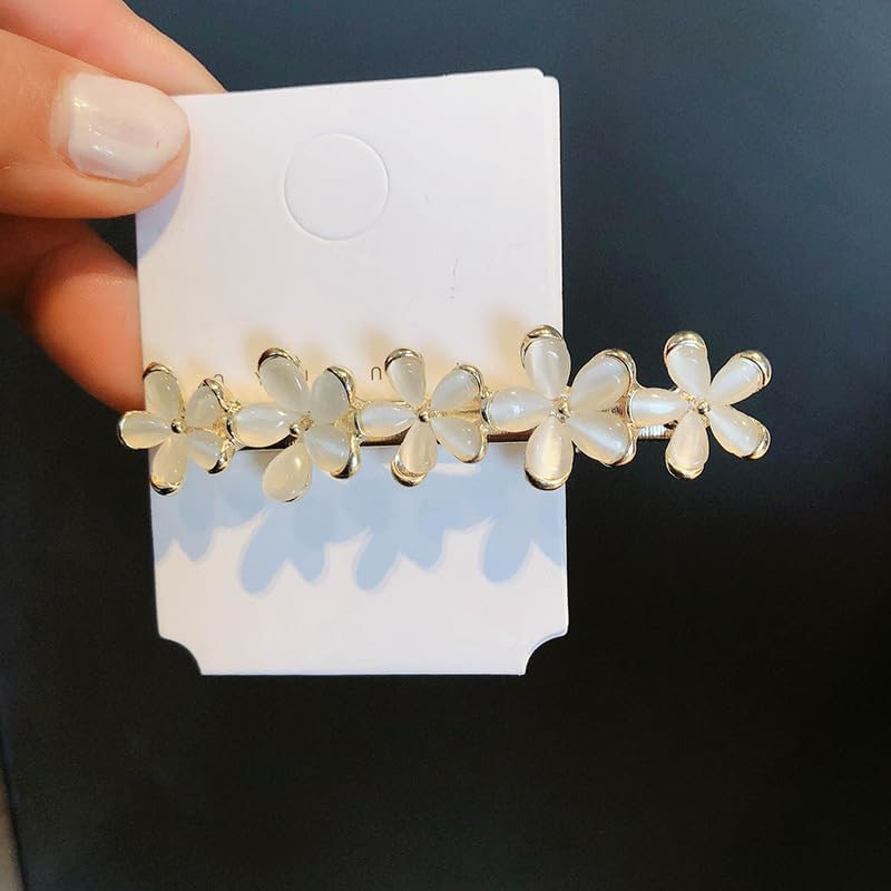 Czhotg Golden Flower Opal Hair Clips 2Pcs Sparkly Wedding Barrettes