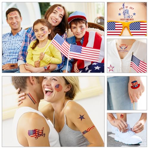Patriotic Temporary Tattoos - American Flag 4th of July Face Stickers