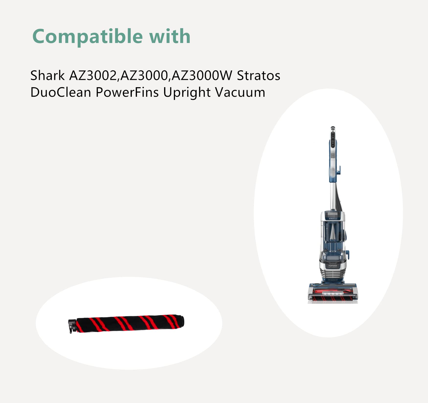 Cherimo Replacement Brush Roller for Shark Stratos DuoClean PowerFins Upright Vacuum,Compatible with Models AZ3002,AZ3000,AZ3000W (2 Brush Roll +1 Belt)