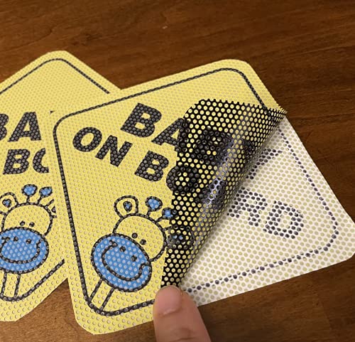 Baby On Board Car Sticker - Reflective Yellow 5x5 Inch 2 Pack