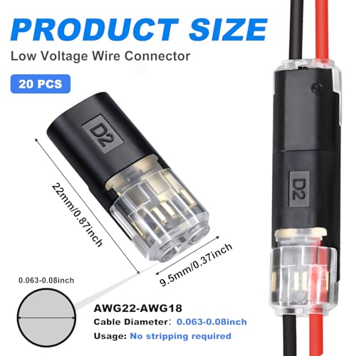 20PCS Low Voltage Double Wire Plug-in Connectors for LED Strips