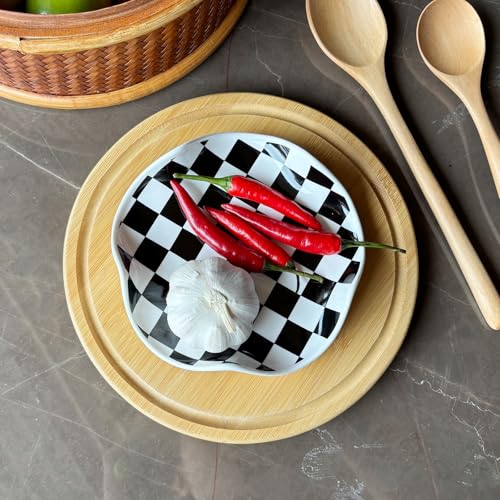 Ceramic Flower Spoon Rest - 5.3 Inch Kitchen Utensil Holder, Black