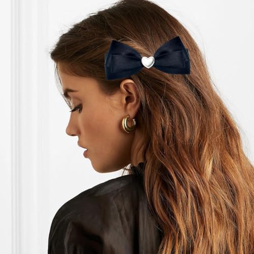 AddLotLot 4 PCS Fabric Bow Hair Clips Black & Red Hair Barrettes