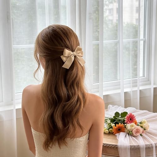 Satin Hair Bow Clips 8PCS Non Slip Alligator Hair Barrettes for Women